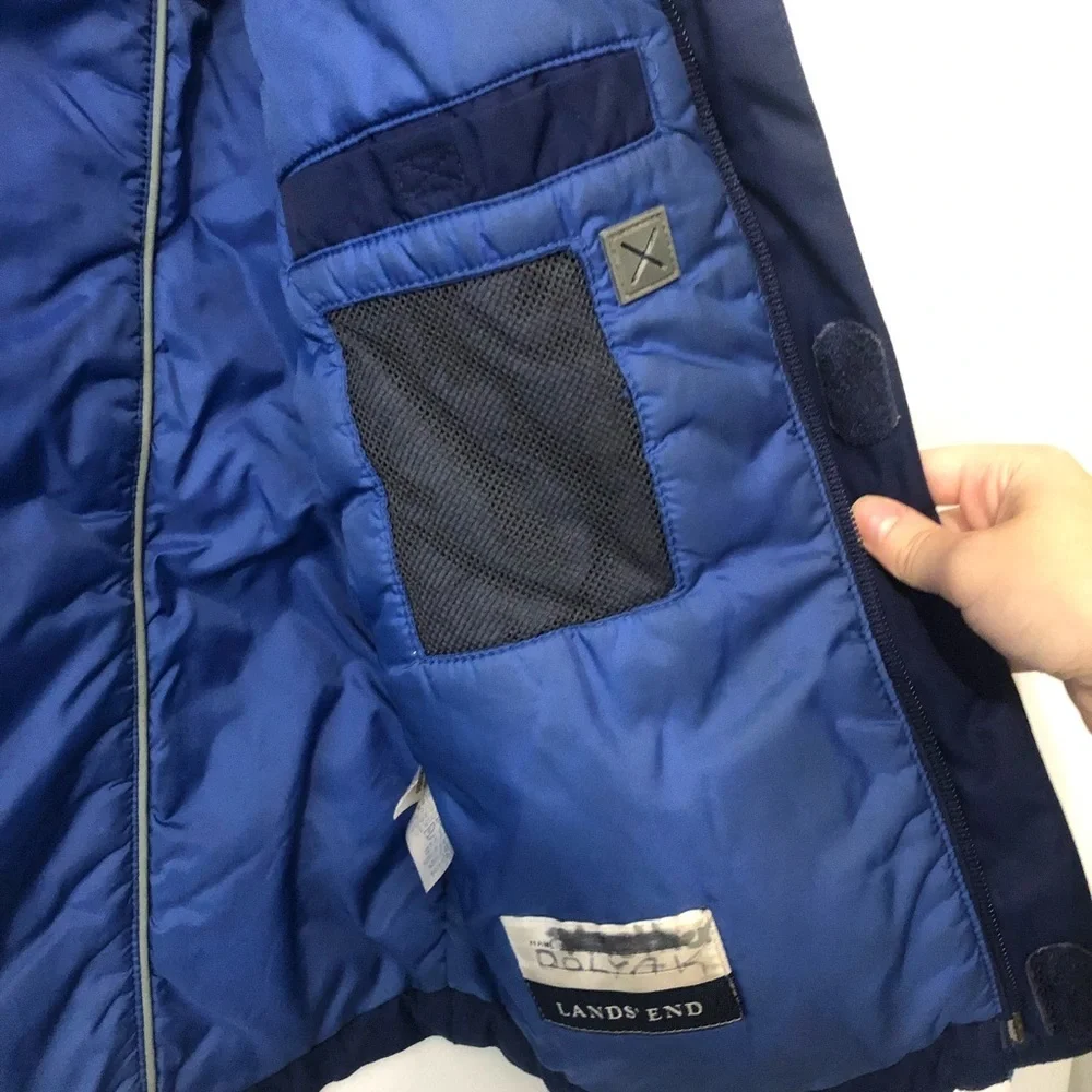 Lands' End Kids Navy Puffer Hooded Jacket Medium Size 6/7